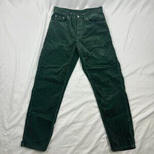 Carhartt Newel Pants Corduroy Womens Size 30 Straight Green Button Fly